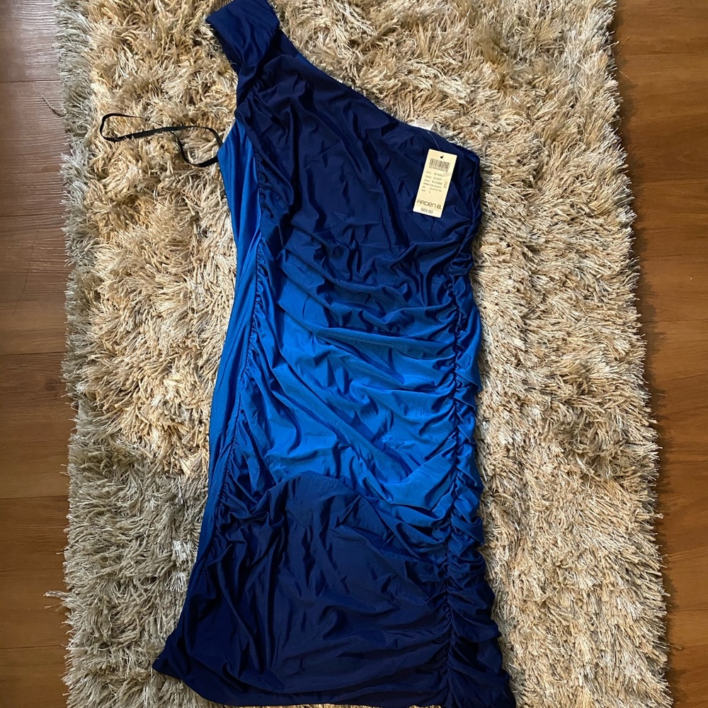 One shoulder ombre dress